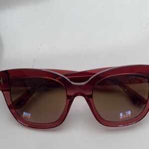 Tom Ford Women's Deep Burgundy Cat-Eye Sunglasses with Brown Gradient Lenses